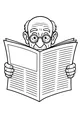Free Grandpa Coloring Page - Elderly Man Reading Newspaper (Printable PDF)