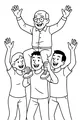 Free Grandpa Retirement Coloring Page - Family Celebration Lift (Printable PDF)