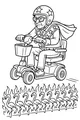 Free Grandpa Coloring Page - Funny Flamingo Scooter Stunt (Printable PDF)