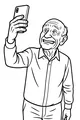 Free Grandpa Coloring Page - Elderly Grandpa Taking a Selfie (Printable PDF)