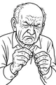 Free Grandpa Coloring Page - Elderly Man Threading a Needle (Printable PDF)