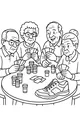 Free Grandparents Coloring Page - Elderly Friends Playing Cards (Printable PDF)