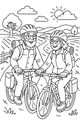 Free Grandparents Retirement Coloring Page - Sunny Bicycle Ride in the Countryside (Printable PDF)