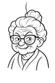 Free Grandmother Coloring Page - Smiling Granny With Big Glasses (Printable PDF)