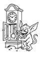Free Gremlin Coloring Page - Mischievous Tinkering With Grandfather Clock (Printable PDF)