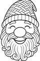 Free Gnome Coloring Page - Smiling Gnome Portrait With Swirly Beard (Printable PDF)