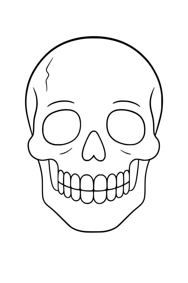 Free Halloween Skull Coloring Page - Jolly Bones Grin (Printable PDF)