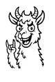 Free Llama Coloring Page - Rock And Roll Cartoon Llama (Printable PDF)