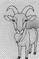 Free Goat Coloring Page - Stripey Horned Goat With Wavy Background (Printable PDF)