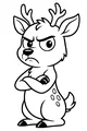 Free Deer Coloring Page - Grumpy Cartoon Deer Standing Upright (Printable PDF)