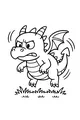 Free Dragon Coloring Page - Grumpy Cartoon Dragon Jumping (Printable PDF)