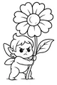 Free Fairy Coloring Page - Grumpy Pixie With Giant Daisy (Printable PDF)