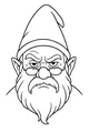 Free Gnome Coloring Page - Grumpy Grandpa Portrait (Printable PDF)