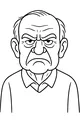 Free Grandpa Coloring Page - Grumpy Elderly Portrait (Printable PDF)