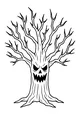Free Halloween Tree Coloring Page - Spooky Grumpy Tree at Midnight (Printable PDF)