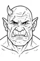 Free Ogre Coloring Page - Grumpy One-Horned Monster Portrait (Printable PDF)