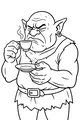 Free Ogre Coloring Page - Grumpy Monster Sipping Tiny Tea (Printable PDF)