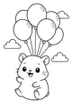 Free Guinea Pig Coloring Page - Cute Balloon Ride in the Sky (Printable PDF)