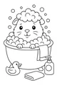 Free Guinea Pig Coloring Page - Bubble Bath in a Bathtub (Printable PDF)
