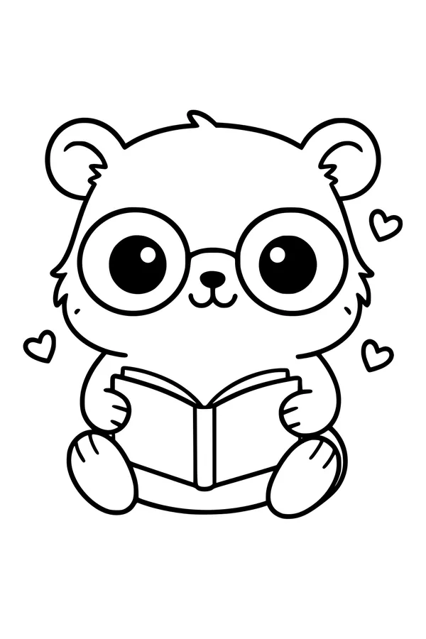 Free Guinea Pig Coloring Page - Cute Book-Loving Professor (Printable PDF)