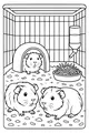 Free Guinea Pig Coloring Page - Cozy Cage Hideout Scene (Printable PDF)