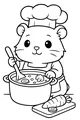 Free Guinea Pig Coloring Page - Cute Chef Cooking Vegetable Soup (Printable PDF)
