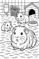 Free Guinea Pig Coloring Page - Cute Family in Cozy Pen (Printable PDF)