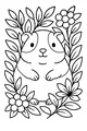 Free Guinea Pig Coloring Page - Cute Garden Flower Scene (Printable PDF)