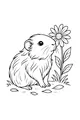 Free Guinea Pig Coloring Page - Fluffy Pet Beside Daisy Flower (Printable PDF)
