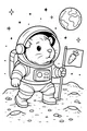 Free Guinea Pig Coloring Page - Astronaut on the Moon (Printable PDF)
