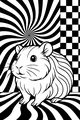 Free Guinea Pig Coloring Page - Fluffy Pet in Swirly Checkered World (Printable PDF)