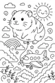 Free Guinea Pig Coloring Page - Sky Rainbow Airplane Adventure (Printable PDF)