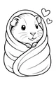 Free Guinea Pig Coloring Page - Snuggly Blanket With Hearts (Printable PDF)