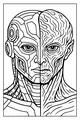 Free Alien And Robot Coloring Page - Split Cyborg Portrait (Printable PDF)