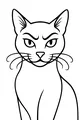 Free Halloween Black Cat Coloring Page - Stern Face With Long Whiskers (Printable PDF)