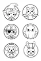 Free Halloween Friends Coloring Page - Circle Portrait Parade (Printable PDF)