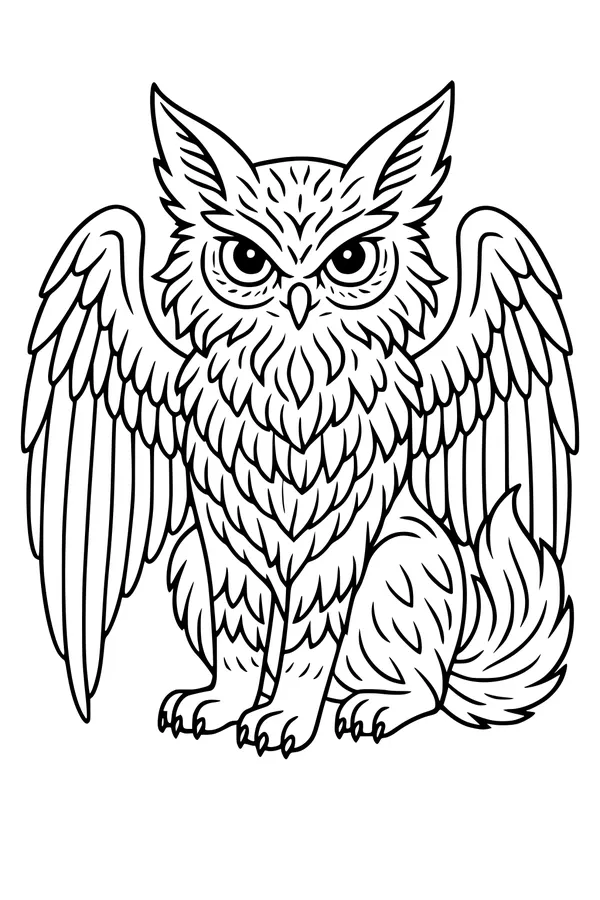 Free Halloween Owl Coloring Page - Spooky Winged Guardian (Printable PDF)