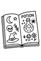 Free Halloween Potion Book Coloring Page - Spooky Spellbook With Witchy Icons (Printable PDF)
