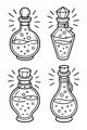 Free Halloween Potion Bottles Coloring Page - Bubbling Magic Vials (Printable PDF)
