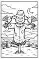 Free Scarecrow Coloring Page - Moonlit Farm With Friendly Crows (Printable PDF)