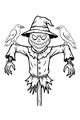 Free Scarecrow Coloring Page - Pumpkin Head With Crows (Printable PDF)