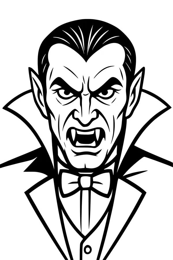 Free Vampire Coloring Page - Classic Dracula Portrait (Printable PDF)