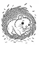 Free Hamster Coloring Page - Cute Pet in Straw Nest (Printable PDF)