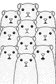 Free Hamster Coloring Page - Cute Hamster Friends in Rows (Printable PDF)