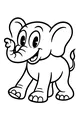 Free Elephant Coloring Page - Cute Cartoon With Raised Trunk (Printable PDF)