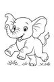 Free Elephant Coloring Page - Happy Baby Running Through Grass (Printable PDF)