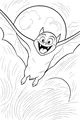 Free Bat Coloring Page - Smiling Cartoon Bat Flying by the Moon (Printable PDF)