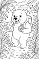Free Bear Coloring Page - Jungle Explorer With Map (Printable PDF)