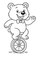 Free Bear Coloring Page - Bowtie Bear on a Unicycle (Printable PDF)