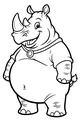 Free Rhinoceros Coloring Page - Smiling Cartoon Rhino Standing Upright (Printable PDF)